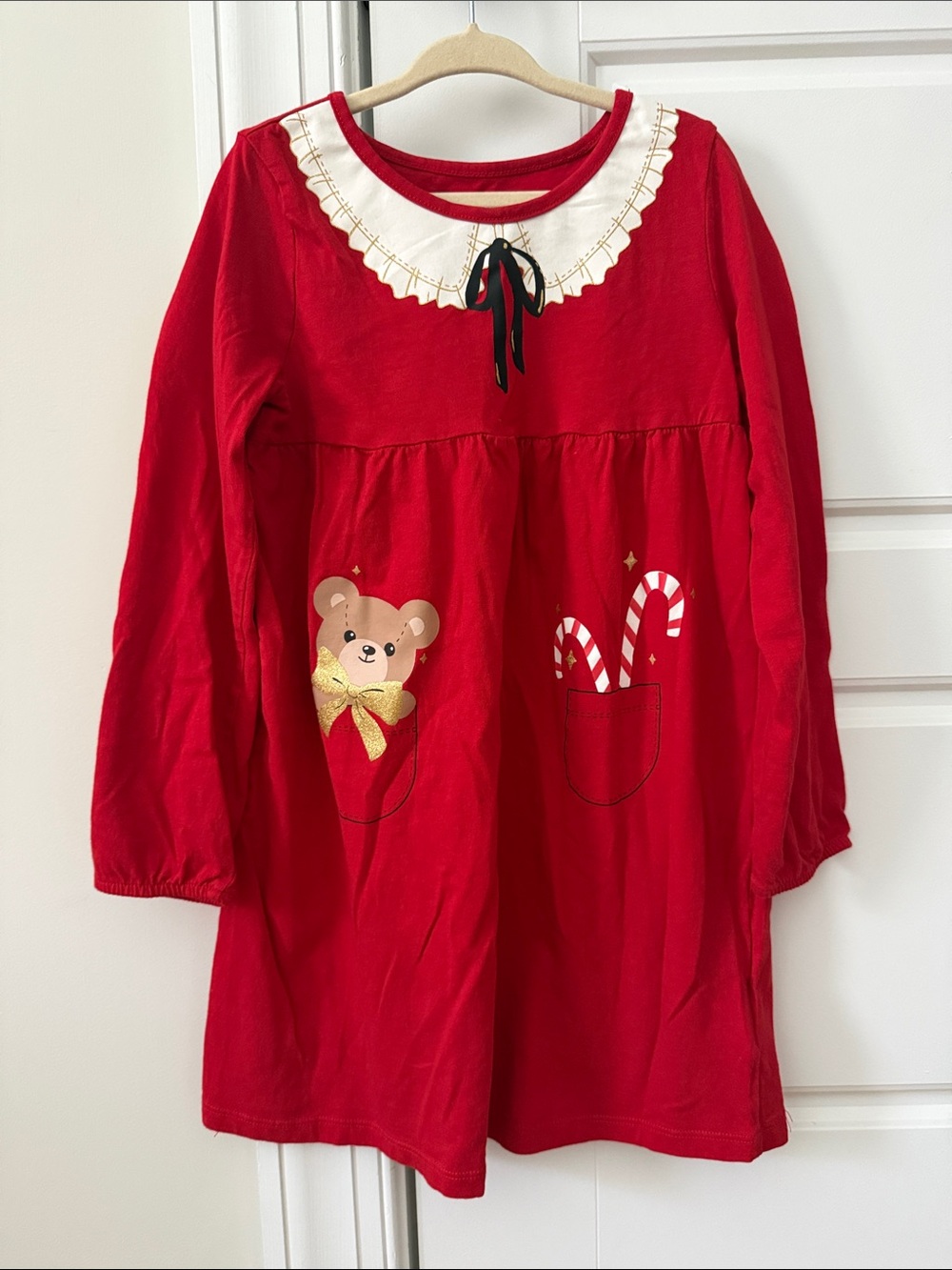H&M Red Girls' Festive Teddy & Candy Cane Dress